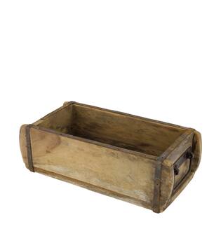 Brickmould without plastic reclaimed wood with handle 32x15x10cm - Natural