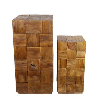 Side table square teak wood 38x38x78cm  - Natural