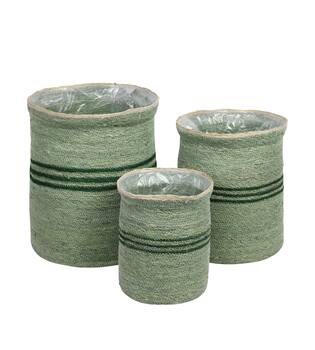 Basket round seagrass with plastic 38x38x44cm S/3