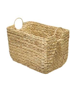 Basket rectangular waterhyacinth with handle 58x38x43cm  - Natural