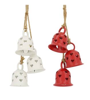 Bundle bell heart metal with hanger 18x10.5x45cm  - Red