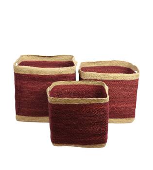 Basket square seagrass with handle 38x38x38cm S3 - Red