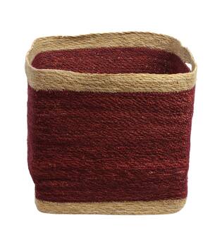 Basket square seagrass with handle 38x38x38cm S3 - Red