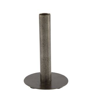 Dinnercandle holder round metal vintage 10x10x15cm - Black