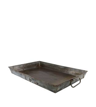 Tray rectangular metal with handle 53x40x5cm