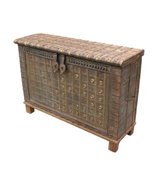 Trunk rectangular historic wood vintage 129x42x90cm
