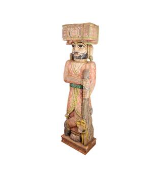 Statue rectangular watchman historic wood vintage 50x30x180cm