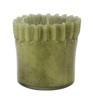 Tealight holder glass 11.5x11.5x11.5cm - Green