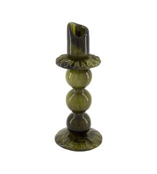 Dinnercandle holder glass 10.5x10.5x26.5cm - Green