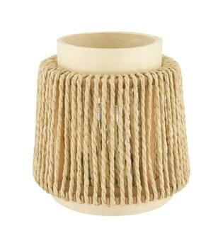 Lantern round paper rope with glass 18x18x18cm - Natural