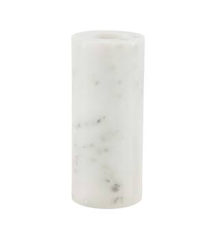 Dinnercandle holder round marble 5x5x12cm - White