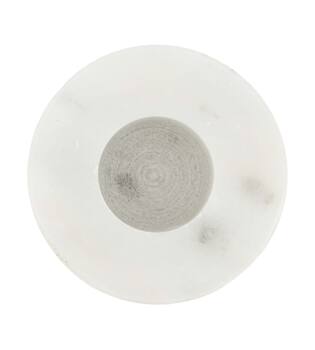 Dinnercandle holder round marble 5x5x12cm - White