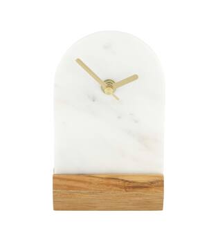 Clock arch marble 10x4x16cm - White
