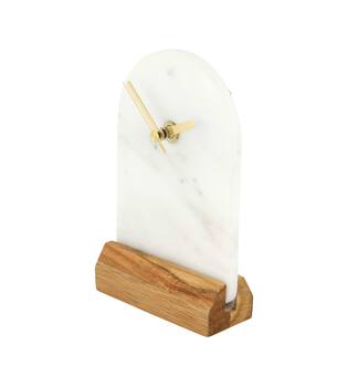 Clock arch marble 10x4x16cm - White