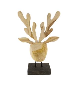 Statue reindeer teak wood 38x14x58cm KD
