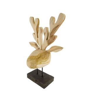 Statue reindeer teak wood 38x14x58cm KD