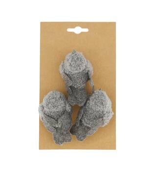 Bird fabric 8.5x5x4cm 3pc - Grey