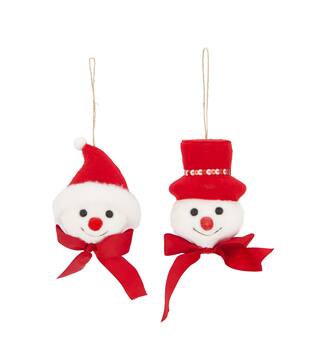 Hanger snowman head fabric 9x9x15cm A/2