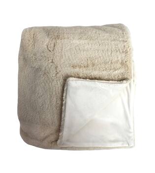 Plaid rectangular faux fur polyester 170x130x2cm - Cream