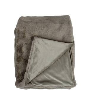 Plaid rectangular faux fur polyester 170x130x2cm - Grey
