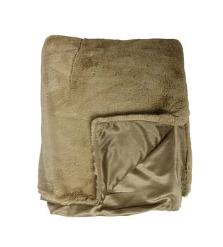 Plaid rectangular faux fur polyester 170x130x2cm - Cream