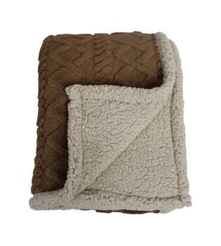 Plaid rectangular faux fur polyester 170x130x2cm - Brown