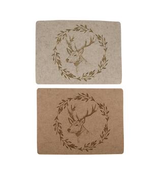 Placemat rectangular with reindeer felt 38x28x0.3cm C/2