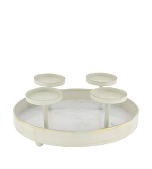 Pillar candle holder for 4 candles metal 28x28x11cm