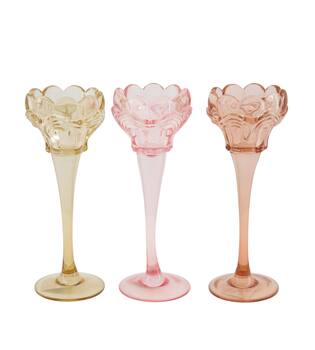 Tealight holder glass 7.8x7.8x20.5cm  - Pink