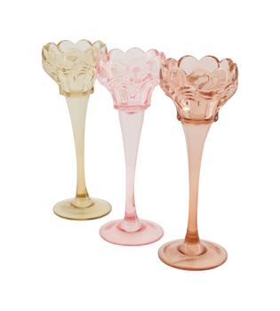 Tealight holder glass 7.8x7.8x20.5cm  - Pink