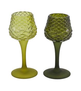 Tealight holder glass 7.5x7.5x16.5cm  - Green