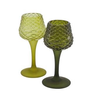 Tealight holder glass 7.5x7.5x16.5cm  - Green