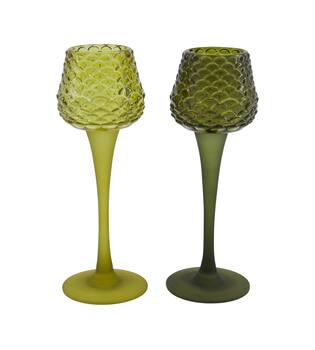 Tealight holder glass 7.5x7.5x22cm  - Green