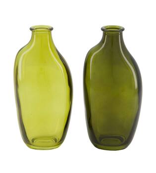 Vase glass 7.5x5.5x15cm  - Green