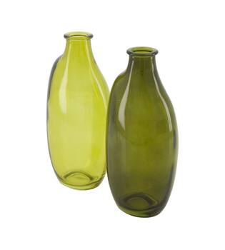 Vase glass 7.5x5.5x15cm  - Green