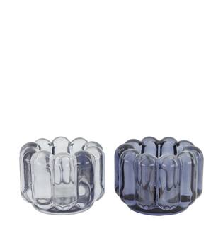 Tealight holder glass 8.5x8.5x6.5cm  - Blue