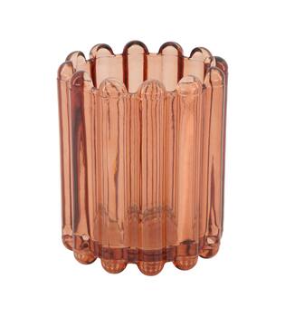 Tealight holder glass 9.5x9.5x11cm - Brown