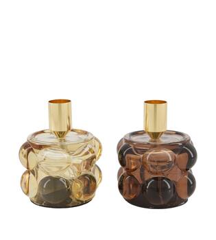 Dinnercandle holder with led glass 8.5x8.5x10.5cm C/2