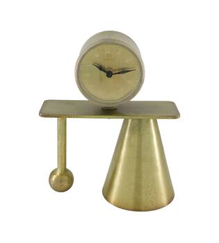 Clock round metal 23x13x29cm - Bronze