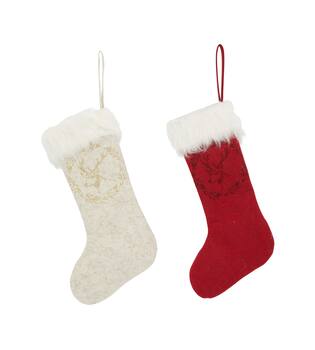 Hanger sock with reindeer felt 25x45x2cm C/2