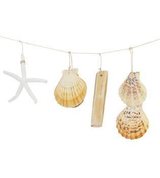 Garland driftwood with shells 10x2x70cm - Natural