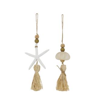Hanger nature with shells 13x7x30cm - Natural