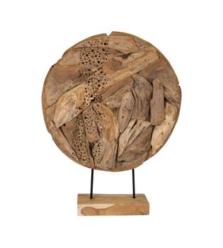 Statue round erosion wood on feet 58x14x76cm - Natural
