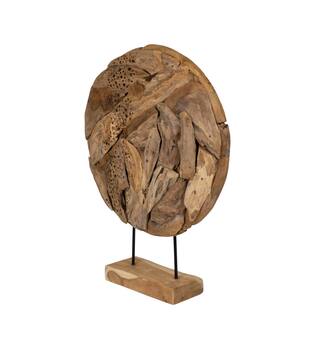 Statue round erosion wood on feet 58x14x76cm - Natural