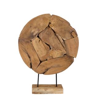Statue round erosion wood on feet 58x14x76cm - Natural