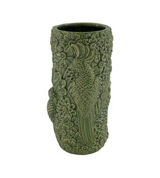 Vase parrot ceramic 17.5x17.5x36cm - Green