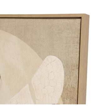 Wall art leaf canvas with frame 77.6x4.3x117.6cm - Cream