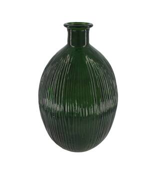 Bottle round recycled glass 25x25x40cm - Green