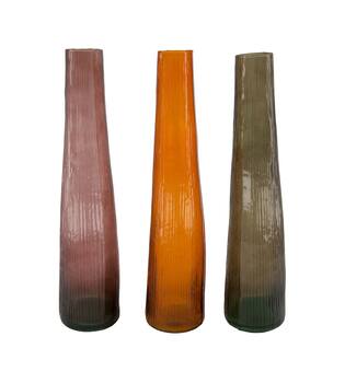 Bottle round recycled glass 9x9x40cm - Multi