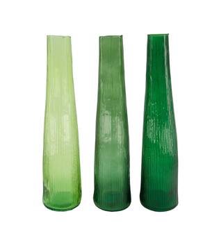 Bottle round recycled glass 9x9x40cm C/3